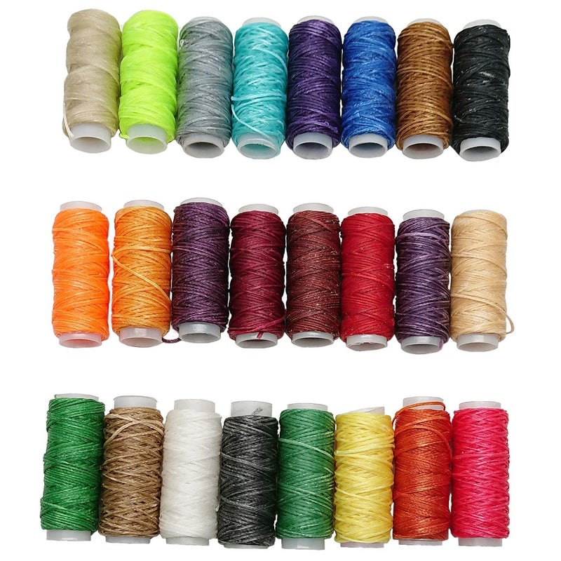 Goiio 24 Colors Waxed Thread, Leather Sewing,Hand Stitching Thread for Hand Sewing Leather and Bookbinding, 13Yards Per Color - Image 1
